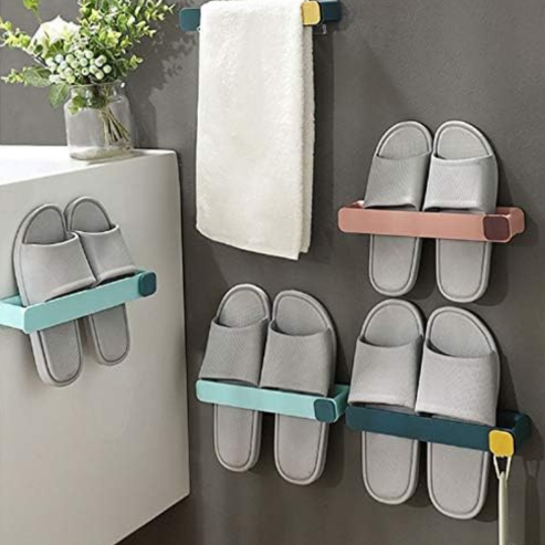 Étagère murale pour pantoufles de salle de bain – support suspendu sans perçage, gain de place, 1 pièce