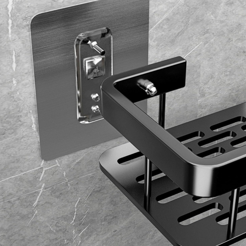 Support mural rectangulaire pour shampoing et accessoires de douche, étagère d’angle suspendue sans perçage, avec porte-serviettes intégré – pour salle de bain moderne