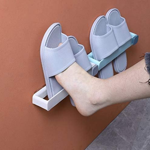 Étagère murale pour pantoufles de salle de bain – support suspendu sans perçage, gain de place, 1 pièce