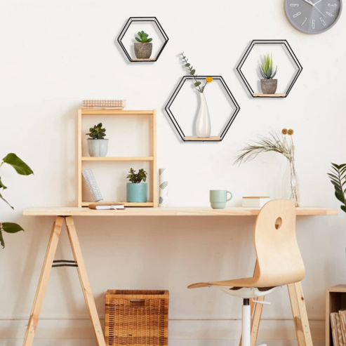 Tenture murale créative en fer forgé avec étagères – rangement décoratif pour salon, chambre ou salle à manger