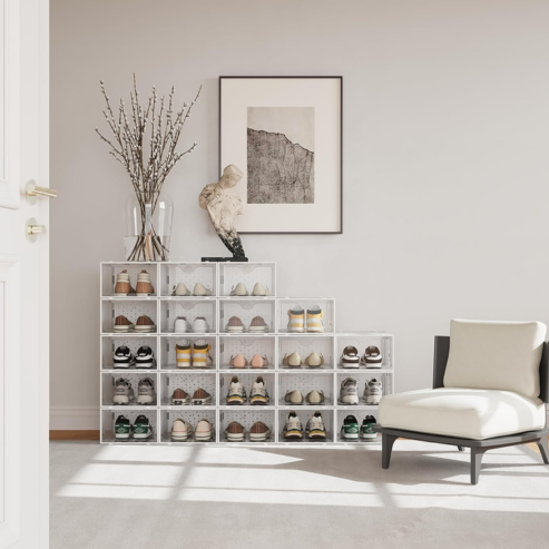 SONGMICS – Lot de 18 boîtes à chaussures pliables, rangement empilable pour pointures jusqu’à 44