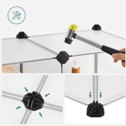 Étagère de garde-robe en plastique avec 6 compartiments – système de rangement modulaire avec portes, armoire DIY pour chambre, dressing ou bureau