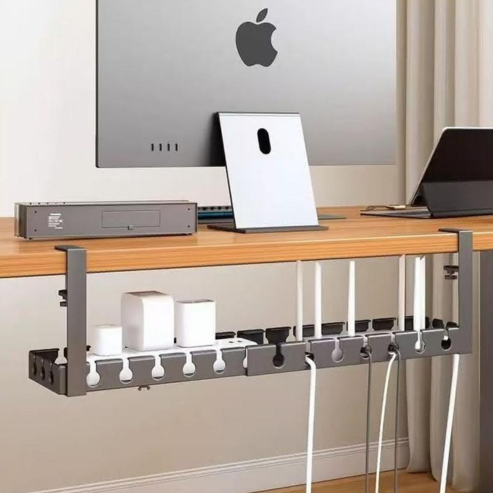 Plateau de gestion des câbles sous le bureau – support extensible en acier robuste pour cordons, multiprises et câbles divers