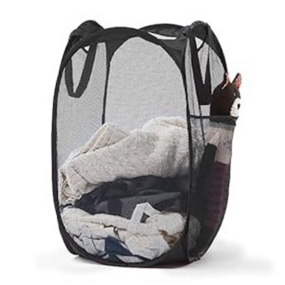 Panier de tri du linge sale pliant – sac de rangement en maille avec cadre, idéal pour la salle de bain, la buanderie ou les petits espaces