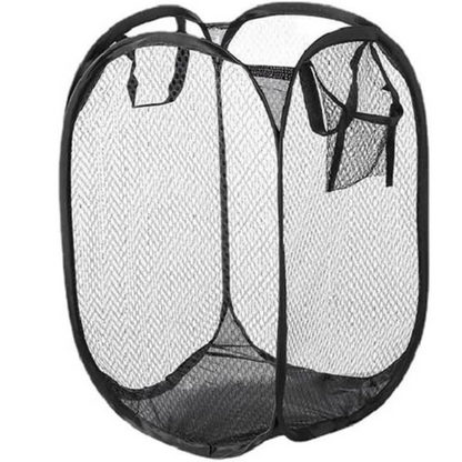 Panier de tri du linge sale pliant – sac de rangement en maille avec cadre, idéal pour la salle de bain, la buanderie ou les petits espaces